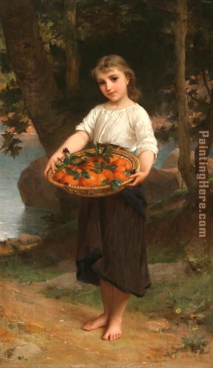 Girl with Basket of Oranges painting - Emile Munier Girl with Basket of Oranges art painting